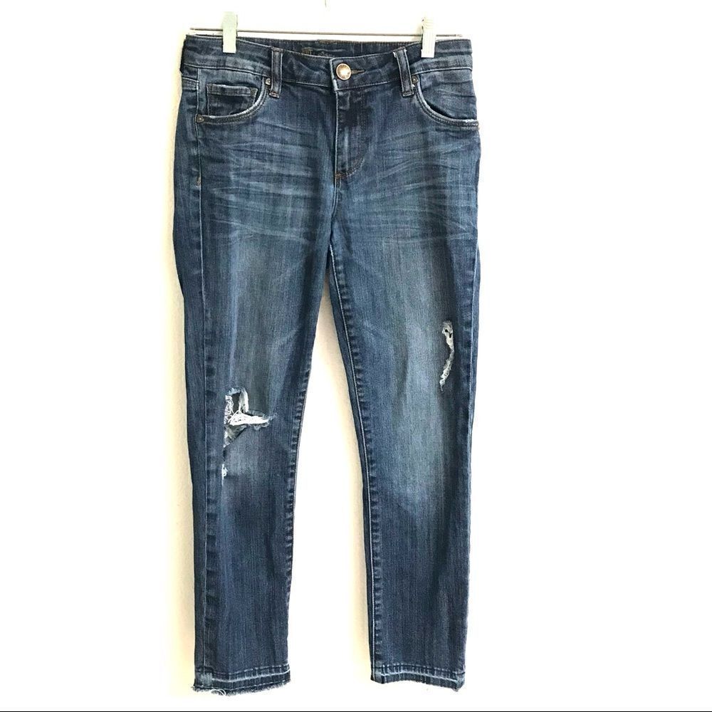 Kut from the Kloth cropped released raw hem denim jeans 2